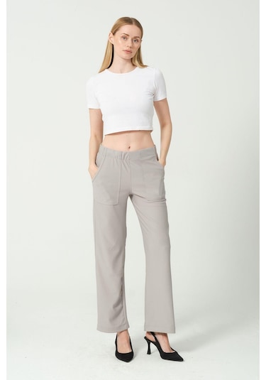 Rich Kadın Yüksek Bel Bol Paça Pantalon Çok Renkli