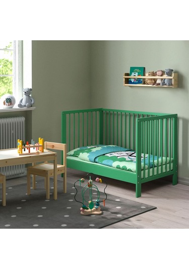 Bebek Karyolası, Yeşil Renk 60x120 Cm Masif Ağaç