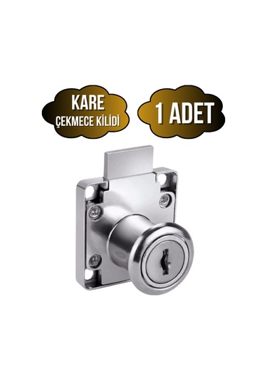 Kare Çekmece Kilidi Anahtarlı Dolap Mobilya Kilidi Kare 1 Adet Krom