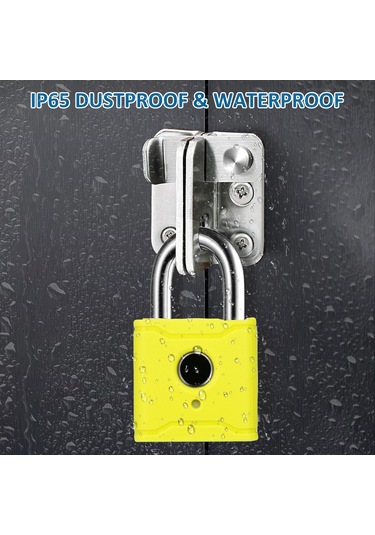 Hallow T1004d Akıllı Bt Parmak İzi Asma Kilit Şarj Edilebilir Sarı