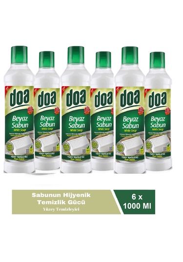 Doa Yüzey Temizleyici Beyaz Sabun Kokulu 1 Lt Vegan X 6 Adet 6'lı Set
