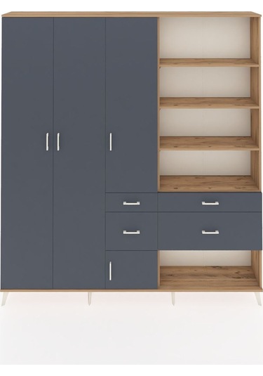 Arges Dolap 14 Raflı 4 Çekmeceli 4 Kapaklı 220x30x243 Çam-antrasit/antrasit Antrasıt/antrasıt Arges Dolap 14 Raflı 4 Çekmeceli 4 Kapaklı 220x30x243 Çam-antrasit/antrasit Antrasıt/antrasıt