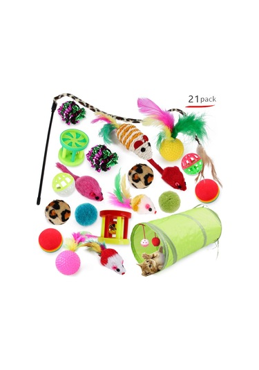 Yystore Pet Kedi Oyuncak Seti 21 Parça Kedi Oyuncak Tüneli