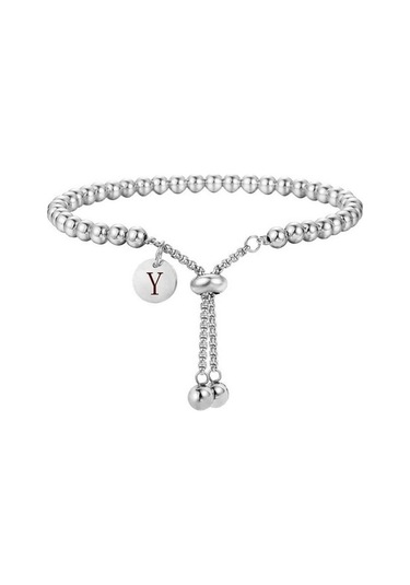 Novahub Az Mektup Paslanmaz Çelik Bilezik Gümüş Boncuklu Kadın Charm El Takı J Gümüş Gümüş