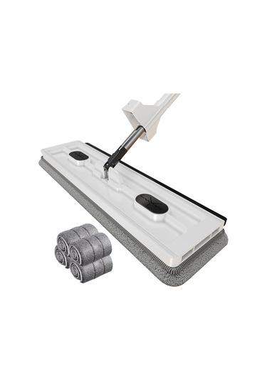 Sones 42cm Eller Serbest Ev Düz Paspas Mutfak Temizleme Tembel Zemin Temizleyici, Stil: Beyaz + 4 Mendil