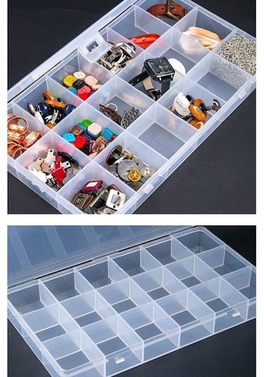 Bayev 4 Adet 18 Bölmeli Şeffaf Kolye Yüzük Takı Kutusu Organizer Düzenleyici Kutu