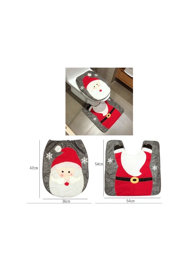 Xindoker Noel Temalı Flanel Tuvalet Kapağı Ve Bati Seti - Renkli Desen Seçenekli Islak Tutmayan Bez Malzeme Çok Renkli