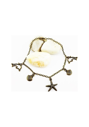 Deniz Yıldızı Deniz Kabuğu Yunus Balığı Temalı Kadın Halhal Çok Renkli