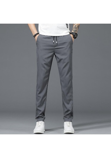 Yaz Erkek Günlük Pantolon Ince Kesit Gevşek Kore Trend Düz Yaz Polyester Buz Ipek Spor Pantolon Erkek Açık Gri Yaz Erkek Günlük Pantolon Ince Kesit Gevşek Kore Trend Düz Yaz Polyester Buz Ipek Spor Pantolon Erkek Açık Gri