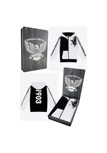 Beşiktaş Kartal Baskılı Kapüşonlu Çocuk Sweat Kutulu 001