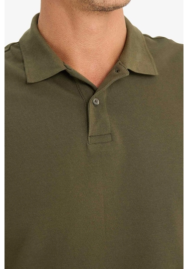 DeFacto %100 Pamuk New Regular Fit Polo Yaka Basic Düz Uzun Kollu Dokulu Pike Tişört D7530AX25SPKH438