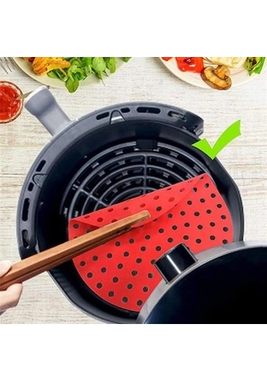 Buffer Renkli Isıya Dayanıklı Yıkanılabilir Silikon Fırın Ve Airfryer Yuvarlak Pişirme Matı 23 Cm Çok Renkli