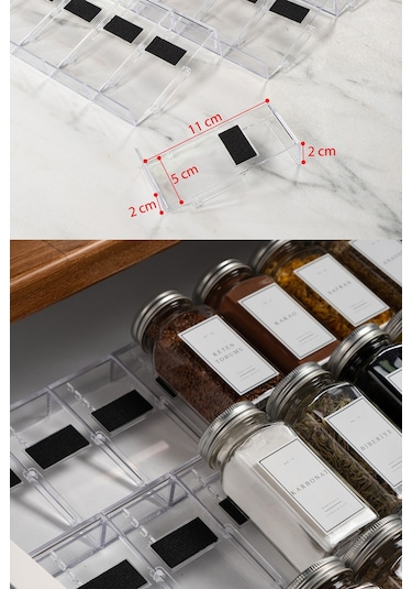 24'lü Şeffaf Kristal Plexi Standlı Cam Baharatlık Seti Kapaklı Beyaz Etiketli Baharatlık Mh03slvr24 Beyaz - Şeffaf