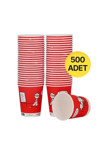 Ofix Karton Bardak Özel Baskılı 7 Oz 180 Ml 500 Adet - Kırmızı 500