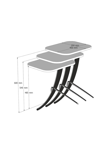 Variant Pion Metal Ayaklı 3Lü Zigon Sehpa (322107055)