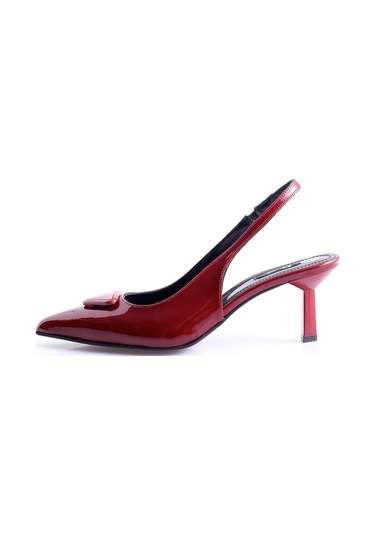 5in1Canpolat Vişne Sivri Burun Topuklu Slingback 24020-vişne Bordo