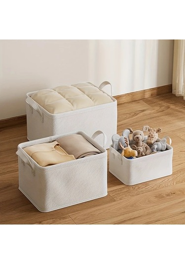 Gateesat Bej Xxl 17.44 Gal Katlanır Saklama Sepeti Çift Kulplu Yatak Altı Düzenleyici Bej