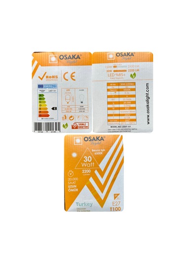 4 Adet Osaka 30w 200w 6500k Beyaz Işık E27 Duylu Kalın Duy Torch Led Ampul Yeni Model