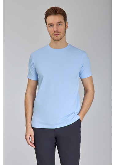 Bisse Supima Gömlek Yaka Cool Touch Erkek T-shirt Mavi Ts24y24106 D35 Mavi