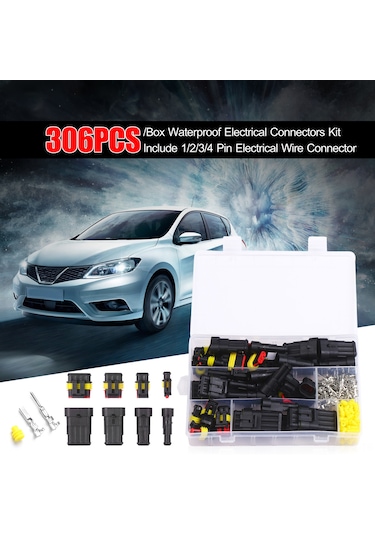 Aubyhe 306 Parça Araç Su Geçirmez Bağlantı Seti - 1-4 Pinli Soket Ve Fişler İle Geniş Kullanım Alanı