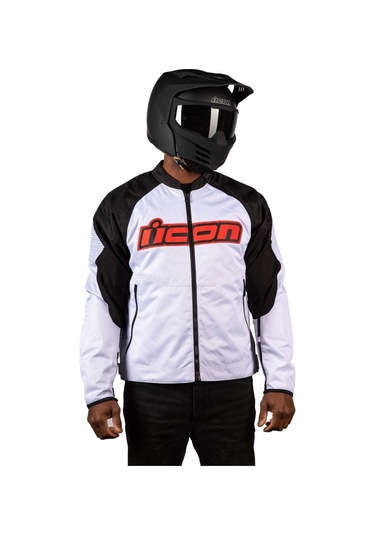 Icon Overlord 3 Korumalı Motosiklet Montu Siyah Beyaz