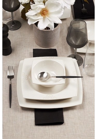 Karaca  Square Bone Royal Lace 24 Parça 6 Kişilik Yemek Takımı