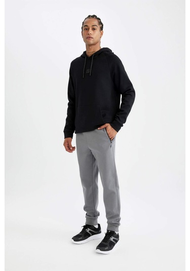 DeFactoFit Standart Fit Cepli Kapüşonlu Sporcu Sweatshirt D0926AX24AUBK81