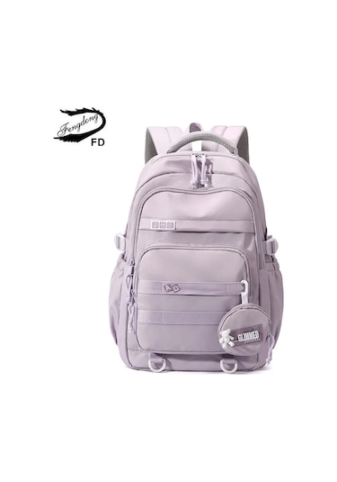Fengdong Orta Okul Çantaları Kızlar İçin Lise Basit Sırt Çantası Açık Vizon
