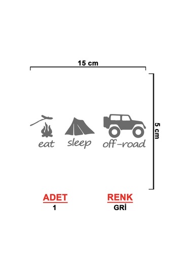 Eat Sleep Offroad Sticker - 4x4 Sticker - 15cmx5cm - Gri