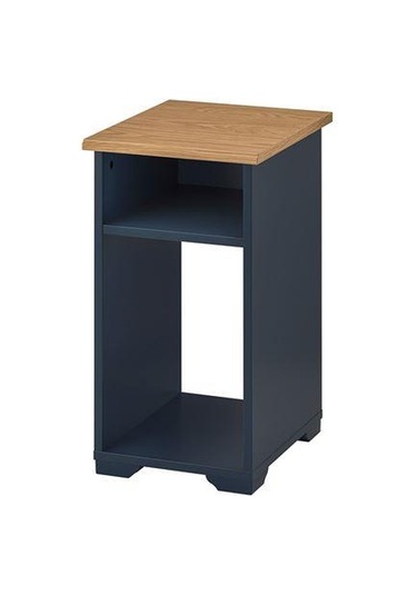 Bölmeli Yan Sehpa MeridyenDukkan Koyu Mavi Renk 40x32 cm Meşe Görünüm-Açık Raf Sistemi