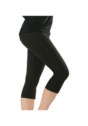 Kadın Düz Capri Tayt Battal SiYAH