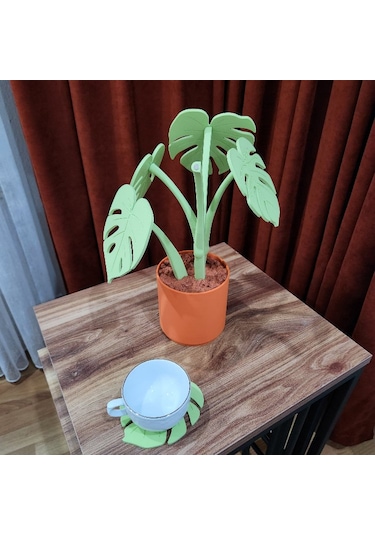 Monstera Coasters Bardak Altlıkları Yeşil