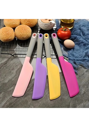 Elmpaly Büyük Boy Isıya Dayanıklı Yapışmaz Yumuşak Silikon Spatula Pembe Mutfak Aleti Pişirme Fırın Karıştırma Kazıma Metal