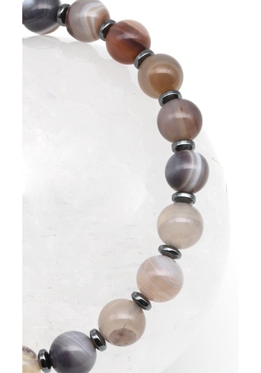 Alibaba Doğaltaş Botswana Akik Doğal Taş Makrome Örme Bileklik Kesim Çok Renkli