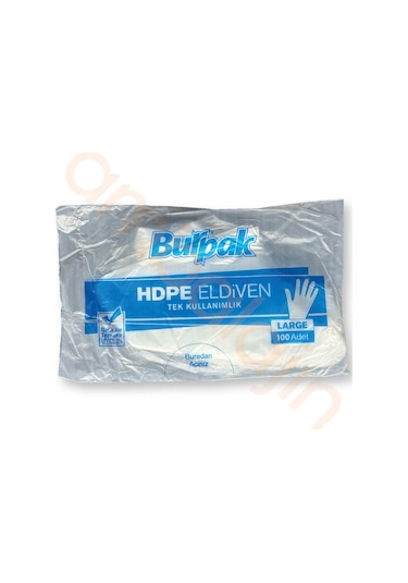 10 Paket Burpak 100'lü Large Tek Kullanımlık Şeffaf Eldiven Hdpe