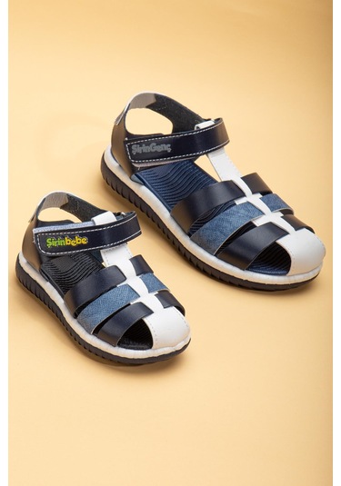 Şirin Bebe Ortopedik Kafes Lacivert Kot Erkek Bebek Sandalet-1097 Lacivert
