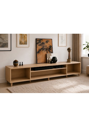 Legno Premium 180cm Modern Tv Ünitesi Safir Meşe-beyaz Beyaz - Safir Meşe