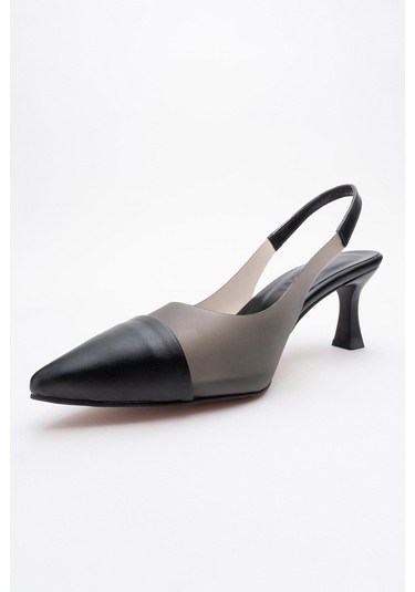 Moore Siyah Şeffaf Arkası Açık Sivri Burun Kadın Topuklu Ayakkabı Siyah