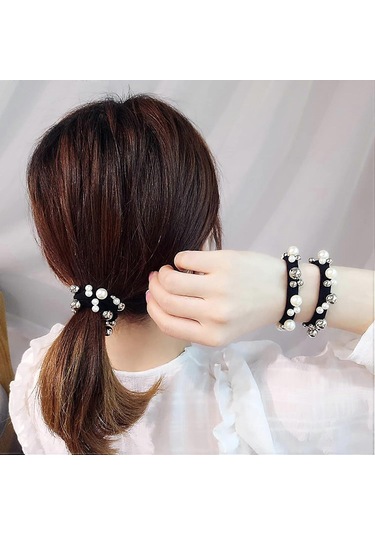 Zarif Bayan Kızlar Moda İnci At Kuyruğu Tutucu, Elastik Saç Aksesuarları Kristal Saç Halatları Kadınlar Ve Kızlar İçin 10 Adet Çok Renkli