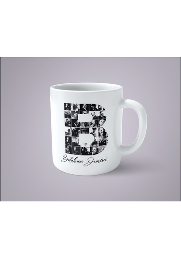 Kişiye Özel İsimli Atatürk Resimleri İle Bezenmiş B Harfi Baskılı Kupa Bardak