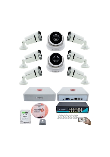 Ip Güvenlik Kamera Seti 2 İç Mekan , 6 Dış Mekan Kdj-2ın6out-v2
