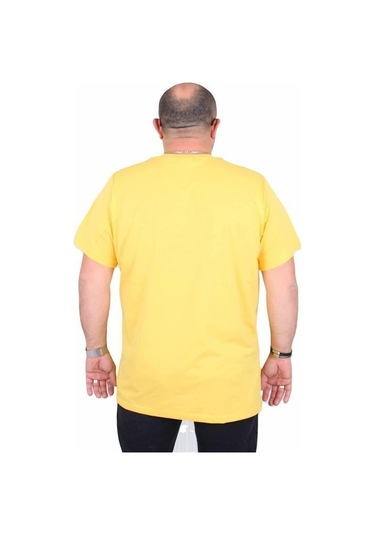 Starbattal Erkek Büyük Beden Sıfır Yaka Tişört Lets Go 25161 Sarı Sarı