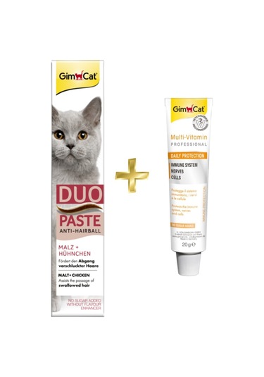 Gimcat Duo Paste Tavuklu Malt Kedi Macunu 50 G + Gimcat Multivitamin