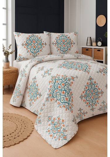 Canary Çift Kişilik Kapitone Dolgulu Pike 4 Mevsim Baklava Dsn Yastık Kılıfı Dahil 200x230cm Çok Renkli