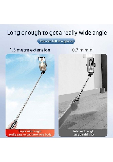 Pro K8 Selfie Çubuğu -130 Cm Uzaktan Kumandalı