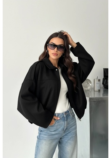 Cemo Basic Crop Gömlek Ceket Shacket Camel Basic, Crop, Gömlek Siyah