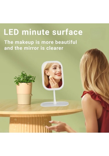 Fochsia Pembe Led Aynalı Makyaj Aynası: Katlanır, Dokunmatik, 3 Işık Modu, Şarj Edilebilir Pembe