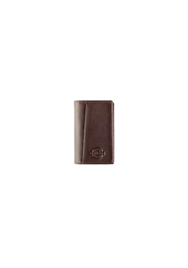 Gencer Leather Hakiki Deri Dikey Kartlık Kahverengi Kahve