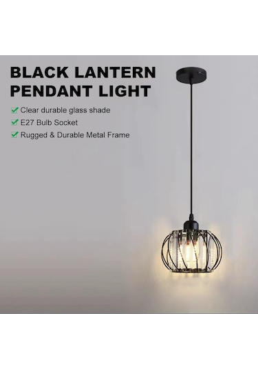 Ximistore9 Siyah Modern Cam Fener Avize, 12w Isınak Işık, Ayarlanabilir Tel, Koridor-balkon-giriş, Çelik-gerçek Cam, E27 Ampul Dahil Siyah