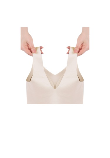 Balensiz Lazer Dikişsiz Çıkarılabilir Pedli Kalın Askılı Görünmez Sütyen Ekru